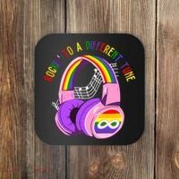 Rockin To A Different Tune Rainbow Autism Awareness Coaster thumb 0