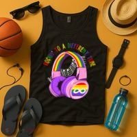 Rockin To A Different Tune Rainbow Autism Awareness Tank Top thumb 4