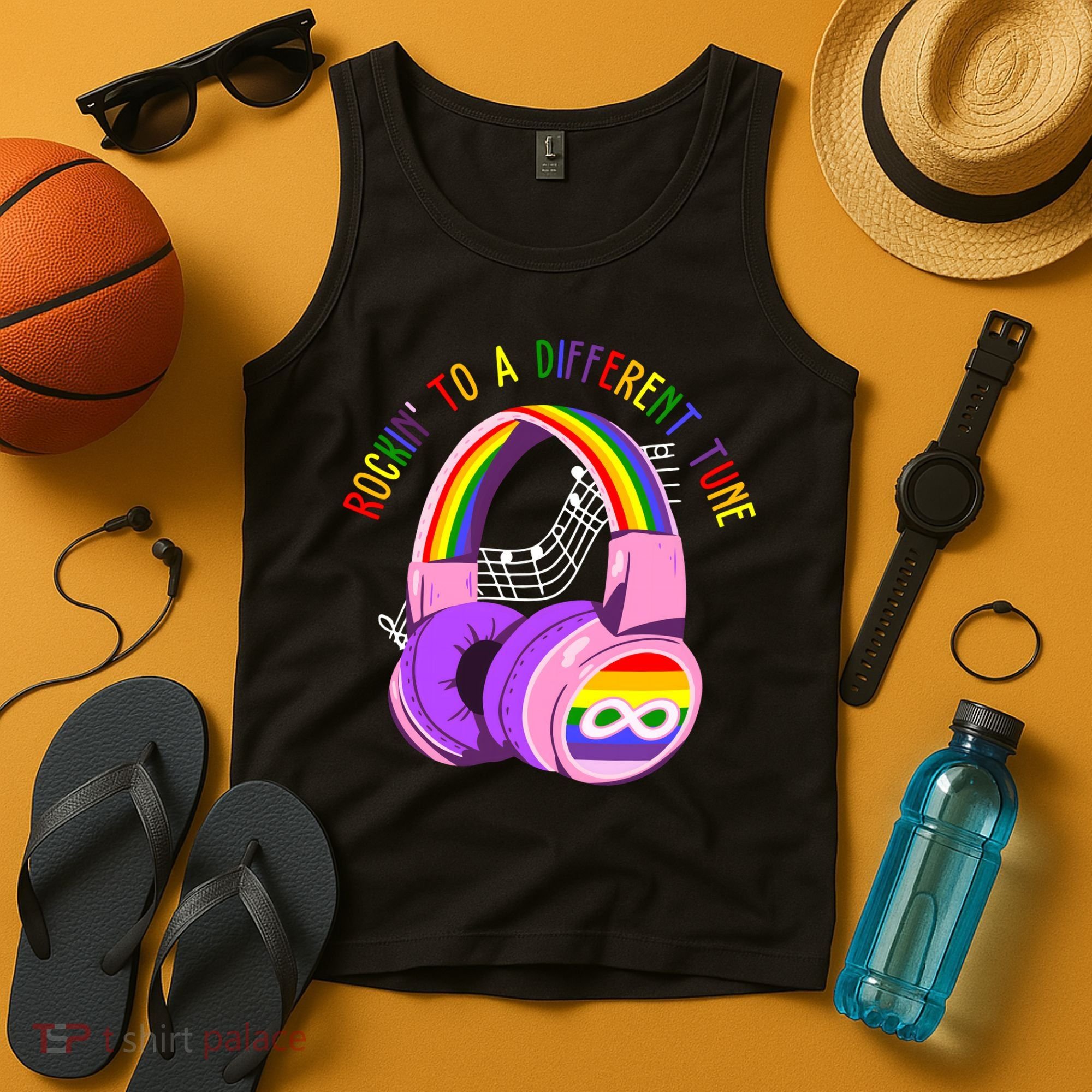 Rockin To A Different Tune Rainbow Autism Awareness Tank Top