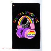 Rockin To A Different Tune Rainbow Autism Awareness Golf Towel thumb 0