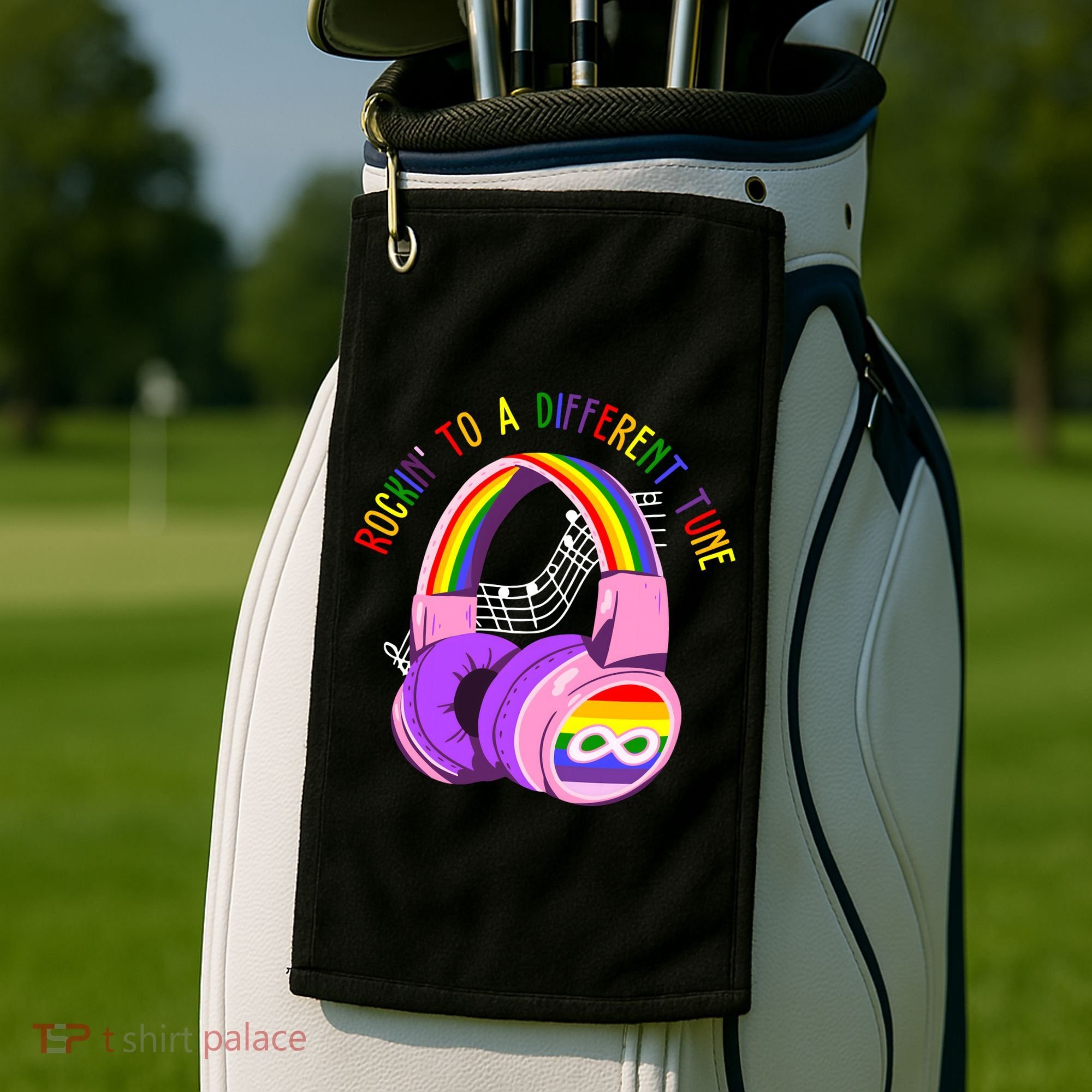 Rockin To A Different Tune Rainbow Autism Awareness Golf Towel