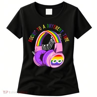 Rockin To A Different Tune Rainbow Autism Awareness Women's T-Shirt