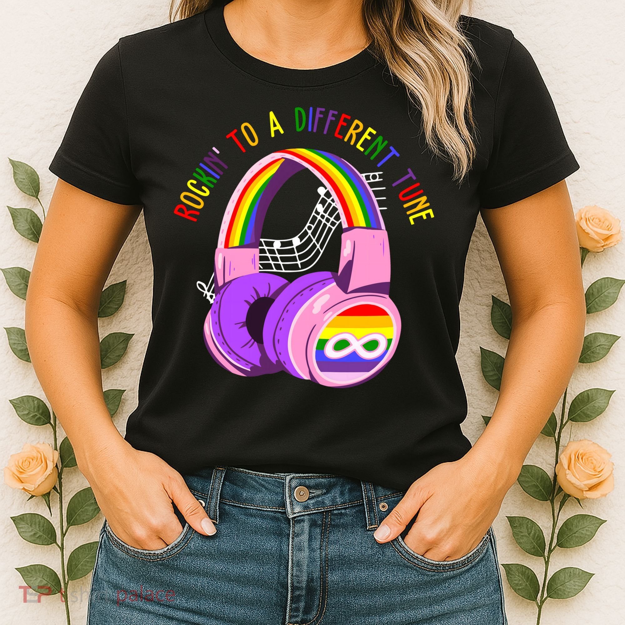 Rockin To A Different Tune Rainbow Autism Awareness Women's T-Shirt