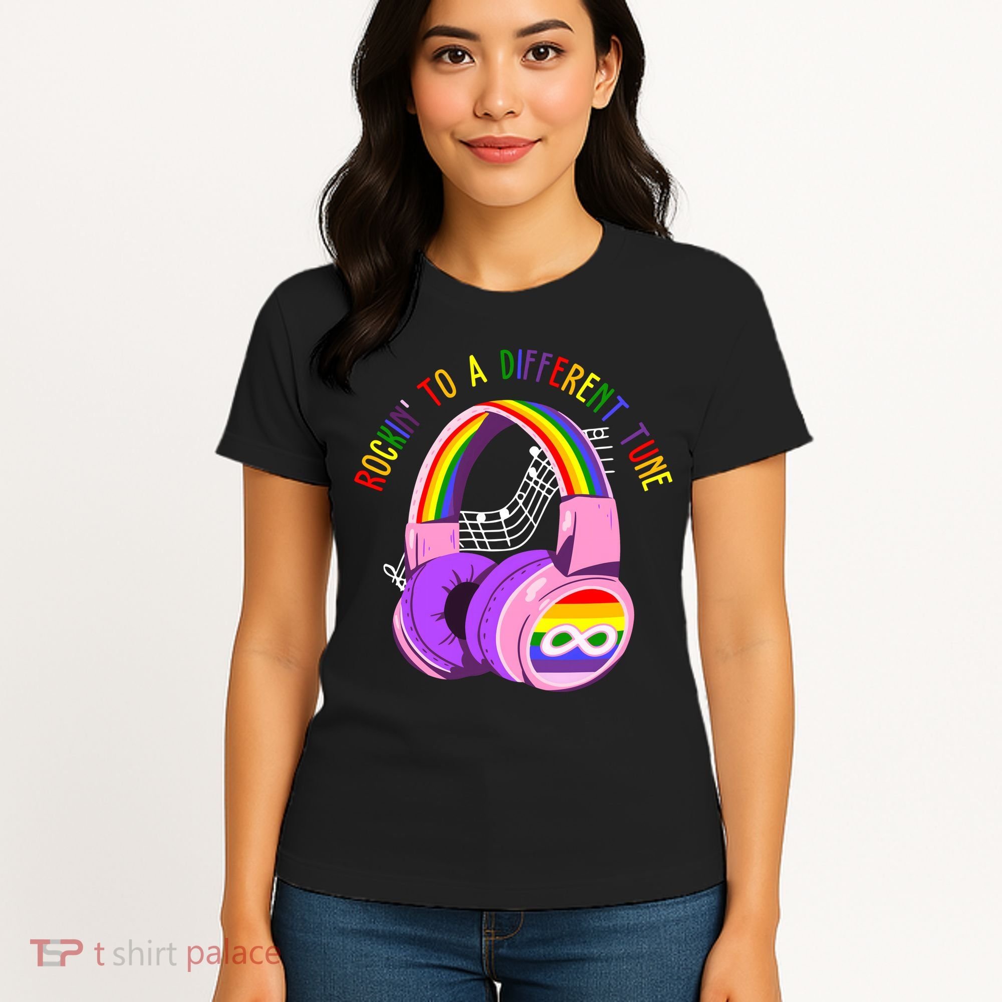 Rockin To A Different Tune Rainbow Autism Awareness Women's T-Shirt