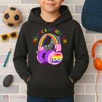 Rockin To A Different Tune Rainbow Autism Awareness Kids Hoodie thumb 2