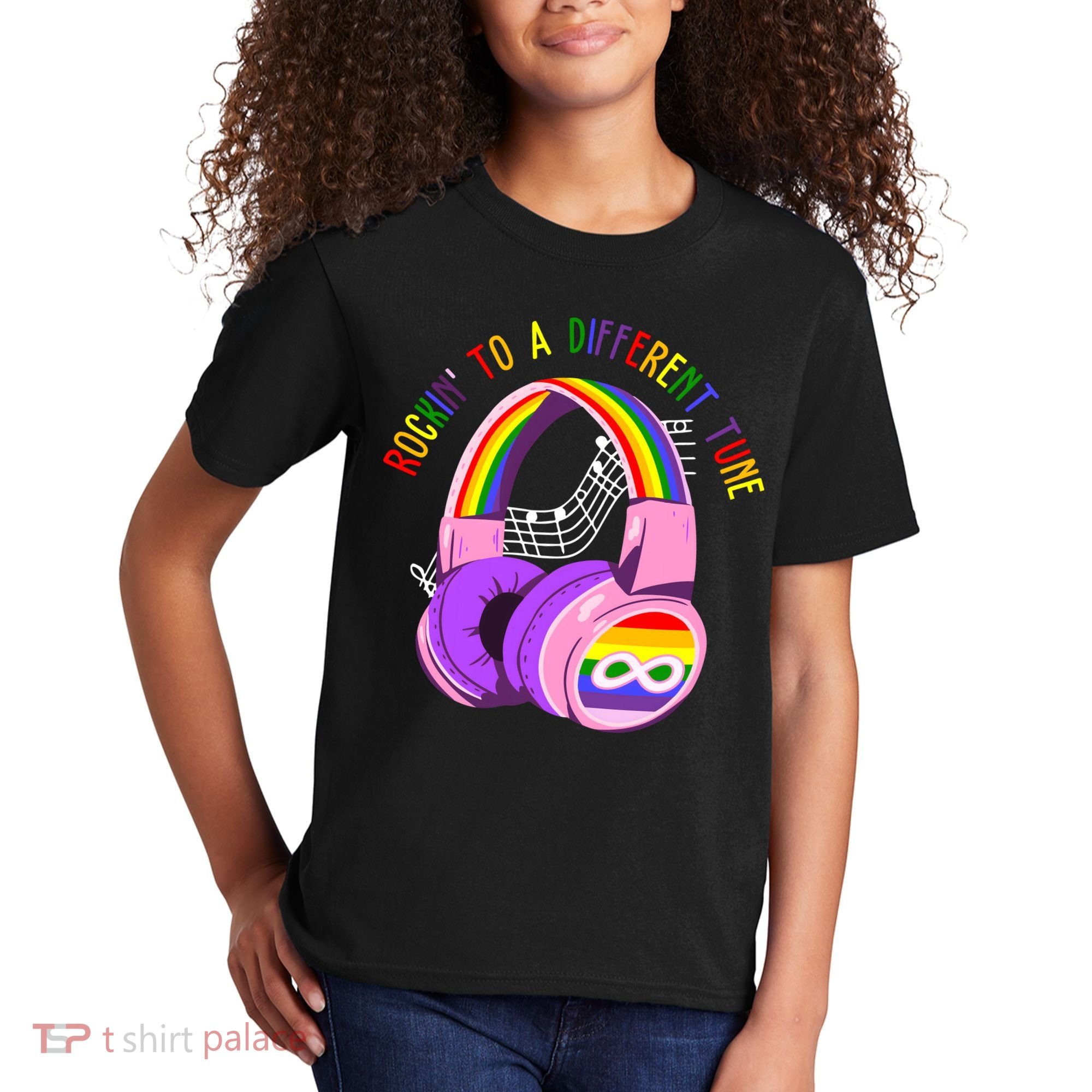 Rockin To A Different Tune Rainbow Autism Awareness Kids T-Shirt