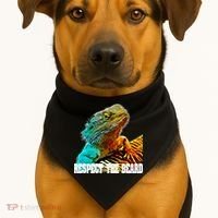 Respect The Beard Funny Bearded Dragon Gift USA-Made Doggie Bandana thumb 1