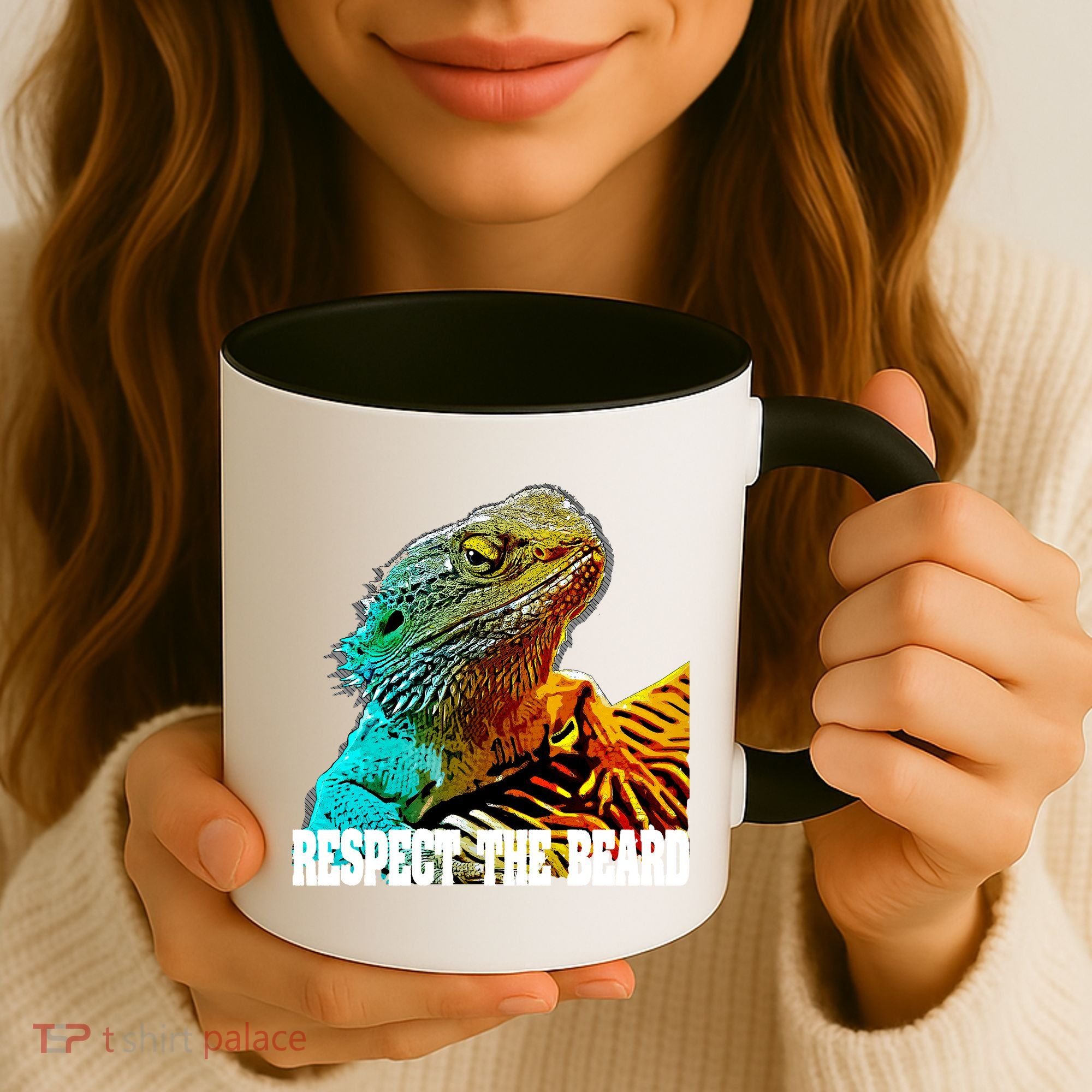 Respect The Beard Funny Bearded Dragon Gift Coffee Mug