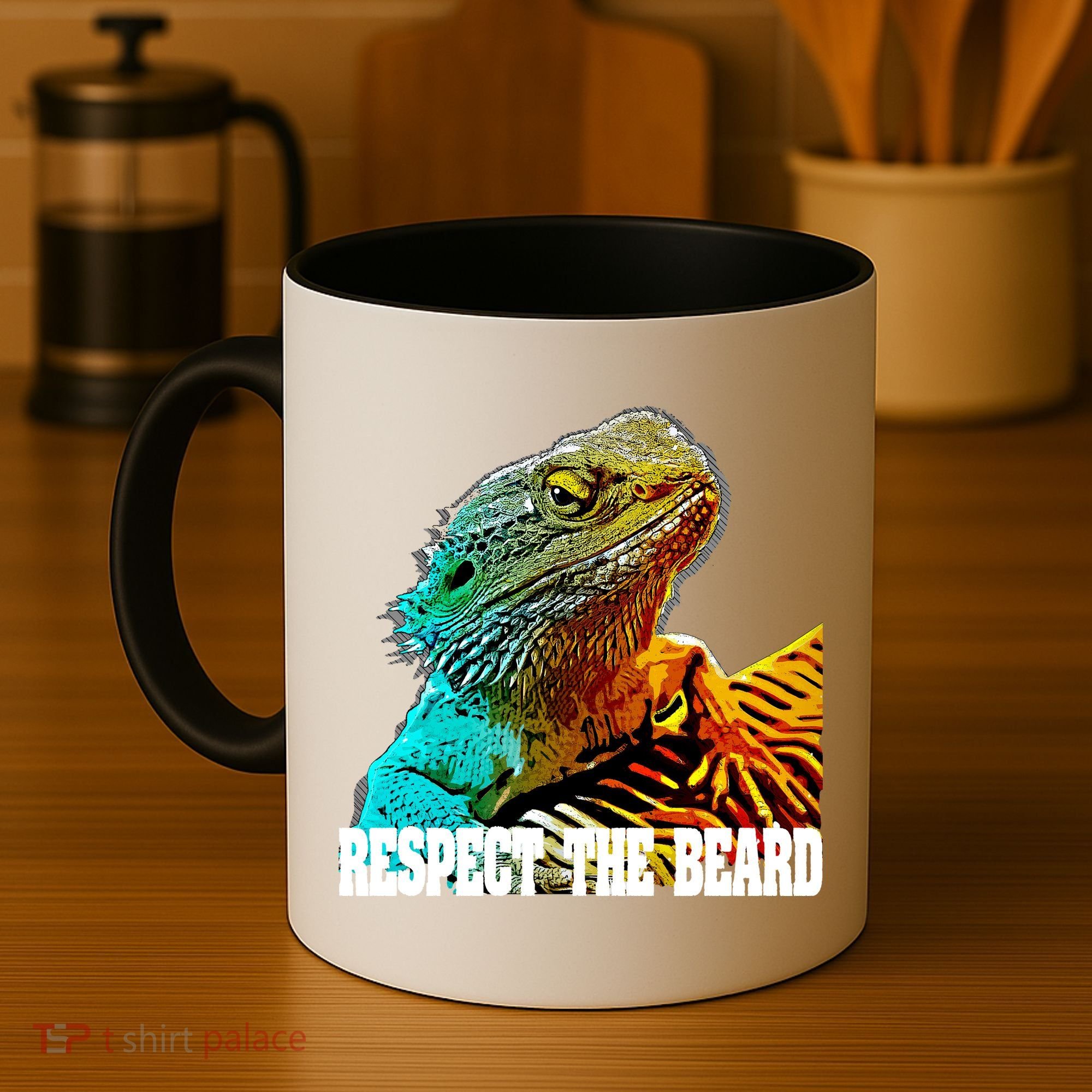 Respect The Beard Funny Bearded Dragon Gift Coffee Mug