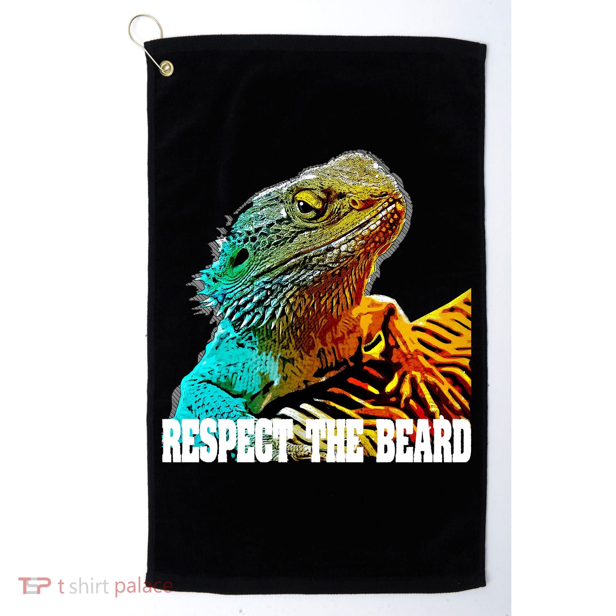 Respect The Beard Funny Bearded Dragon Gift Golf Towel