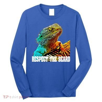 Respect The Beard Funny Bearded Dragon Gift Long Sleeve Shirt