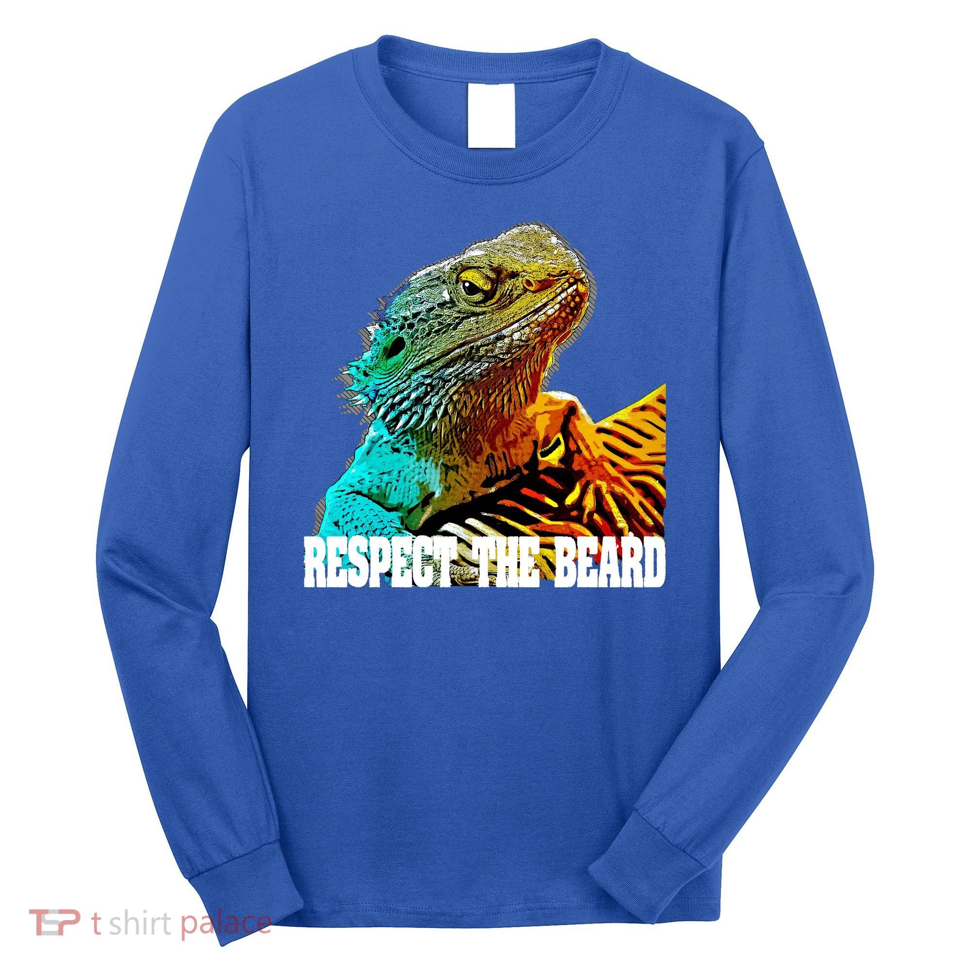 Respect The Beard Funny Bearded Dragon Gift Long Sleeve Shirt
