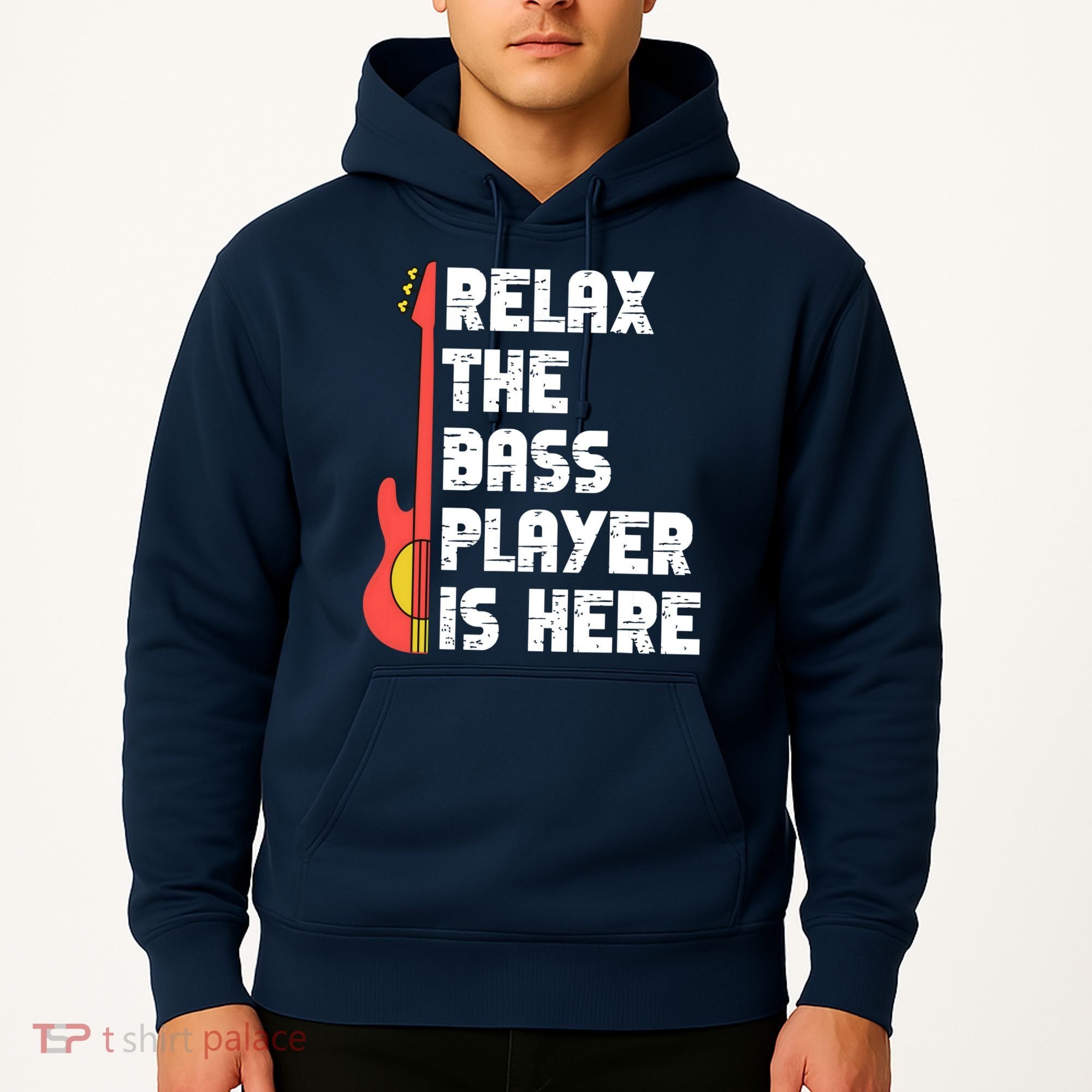 Relax The Bass Player Is Here Funny Music Bassist Guitar Hoodie