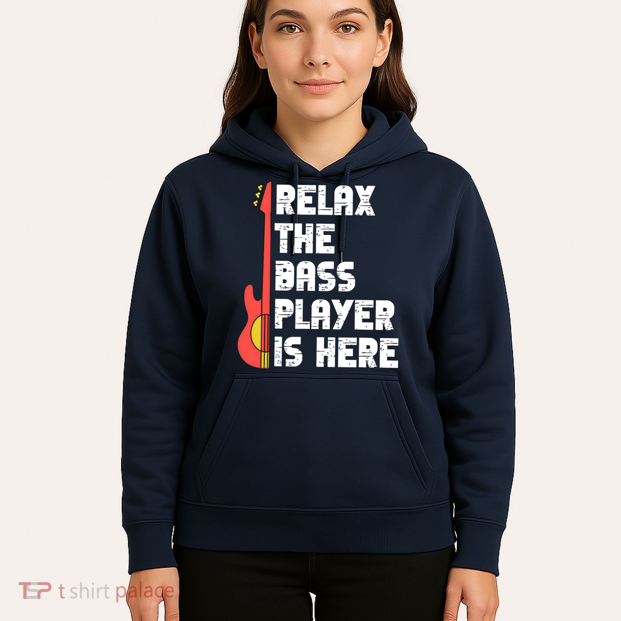 Relax The Bass Player Is Here Funny Music Bassist Guitar Hoodie