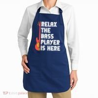 Relax The Bass Player Is Here Funny Music Bassist Guitar Apron thumb 2