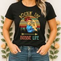 Rockin The Bubbie Life Grandparents Day Gift For Bubbie Women's T-Shirt thumb 2