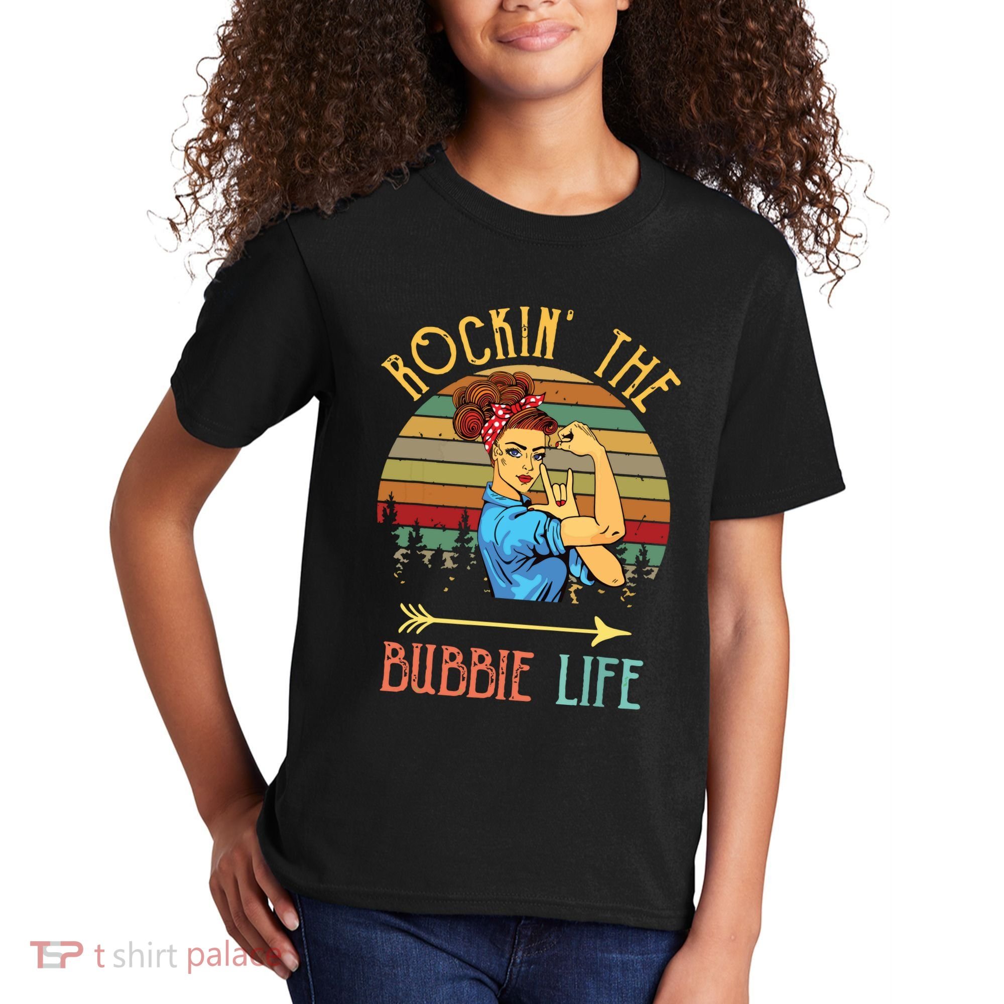 Rockin The Bubbie Life Grandparents Day Gift For Bubbie Kids T-Shirt