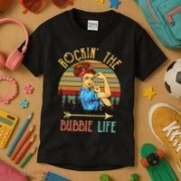 Rockin The Bubbie Life Grandparents Day Gift For Bubbie Kids T-Shirt thumb 3