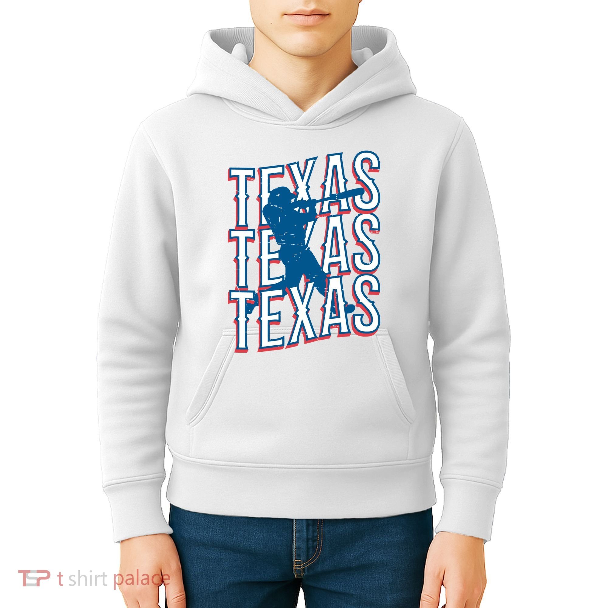 Retro Texas Baseball Kids Hoodie