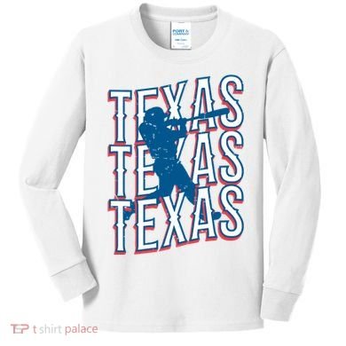 Retro Texas Baseball Kids Long Sleeve Shirt