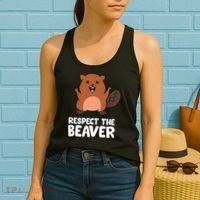 Respect The Beaver Funny Beaver Women's Tank Top thumb 2