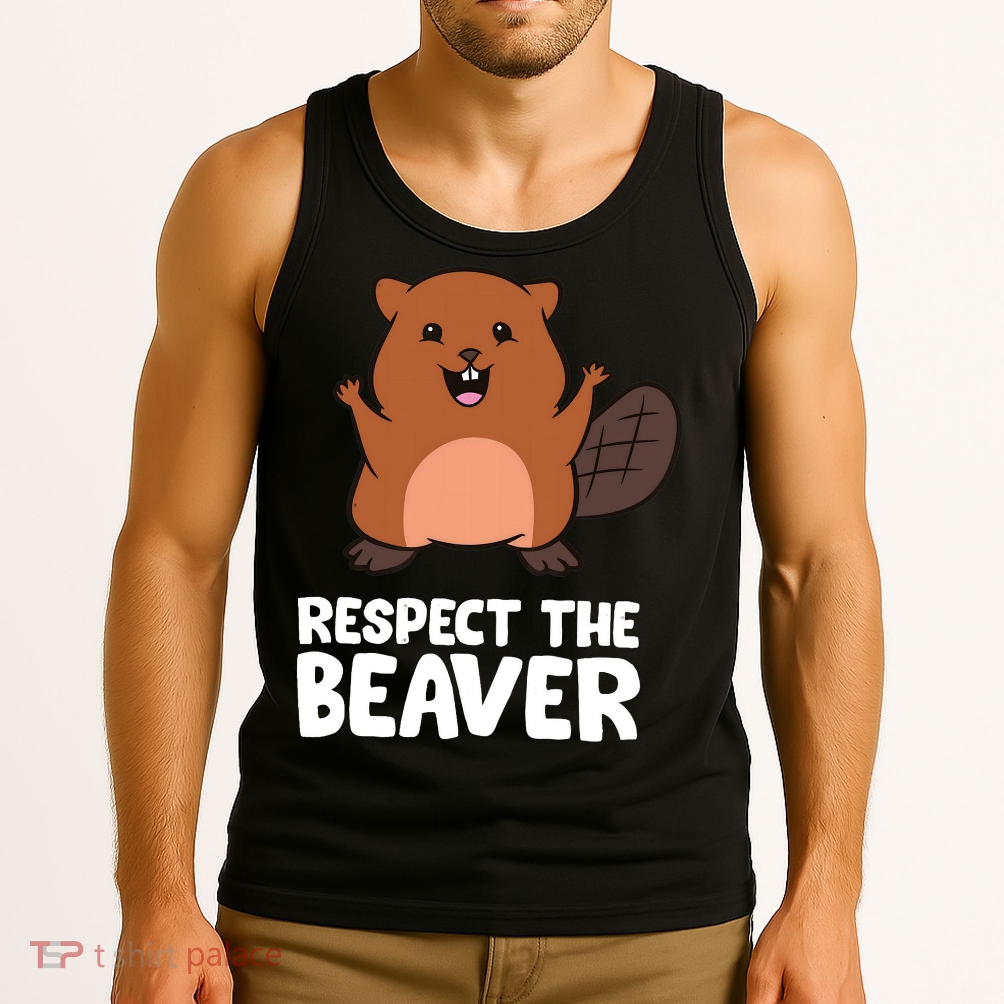 Respect The Beaver Funny Beaver Tank Top