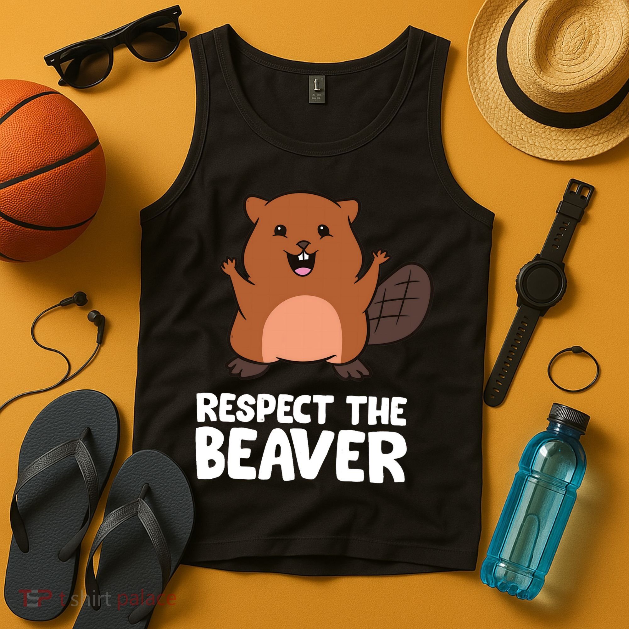 Respect The Beaver Funny Beaver Tank Top