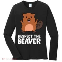 Respect The Beaver Funny Beaver Women's Long Sleeve Shirt thumb 0
