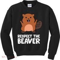Respect The Beaver Funny Beaver Kids Sweatshirt thumb 0