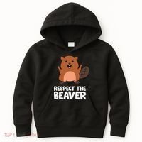 Respect The Beaver Funny Beaver Kids Hoodie thumb 0