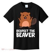 Respect The Beaver Funny Beaver Kids T-Shirt thumb 0