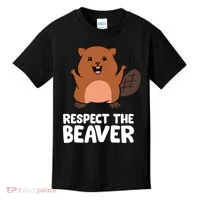 Respect The Beaver Funny Beaver Kids T-Shirt thumb 0