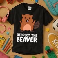 Respect The Beaver Funny Beaver Kids T-Shirt thumb 3