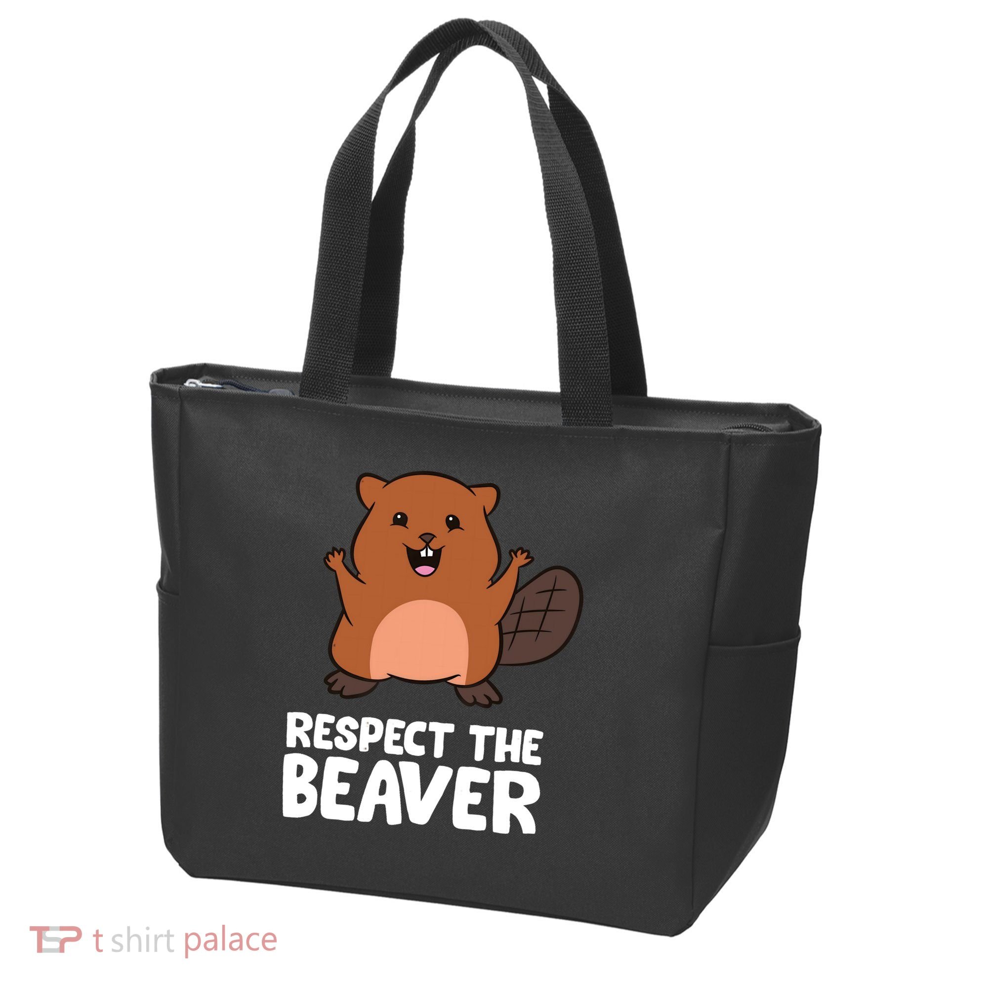 Respect The Beaver Funny Beaver Tote Bag