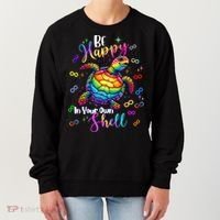 Rainbow Turtle Be Happy In Your Own Shell Autism Awareness Women's Sweatshirt thumb 0