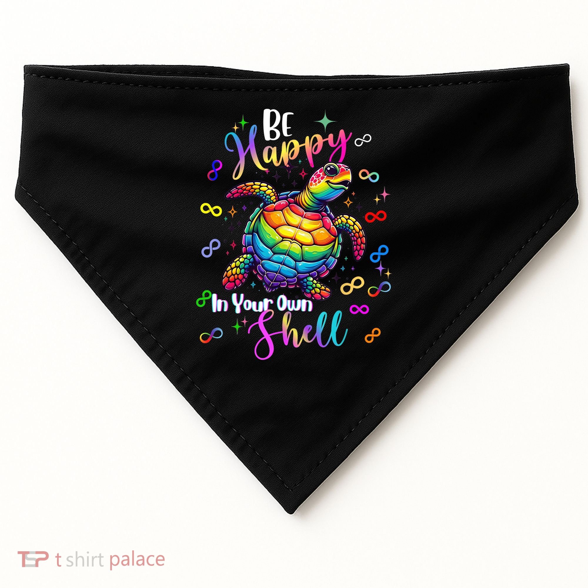 Rainbow Turtle Be Happy In Your Own Shell Autism Awareness USA-Made Doggie Bandana