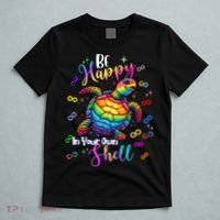 Rainbow Turtle Be Happy In Your Own Shell Autism Awareness T-Shirt thumb 5
