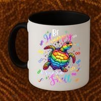 Rainbow Turtle Be Happy In Your Own Shell Autism Awareness Coffee Mug thumb 2