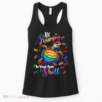 Rainbow Turtle Be Happy In Your Own Shell Autism Awareness Women's Tank Top thumb 0