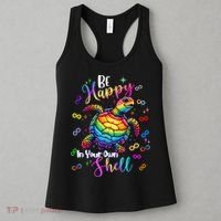 Rainbow Turtle Be Happy In Your Own Shell Autism Awareness Women's Tank Top thumb 3