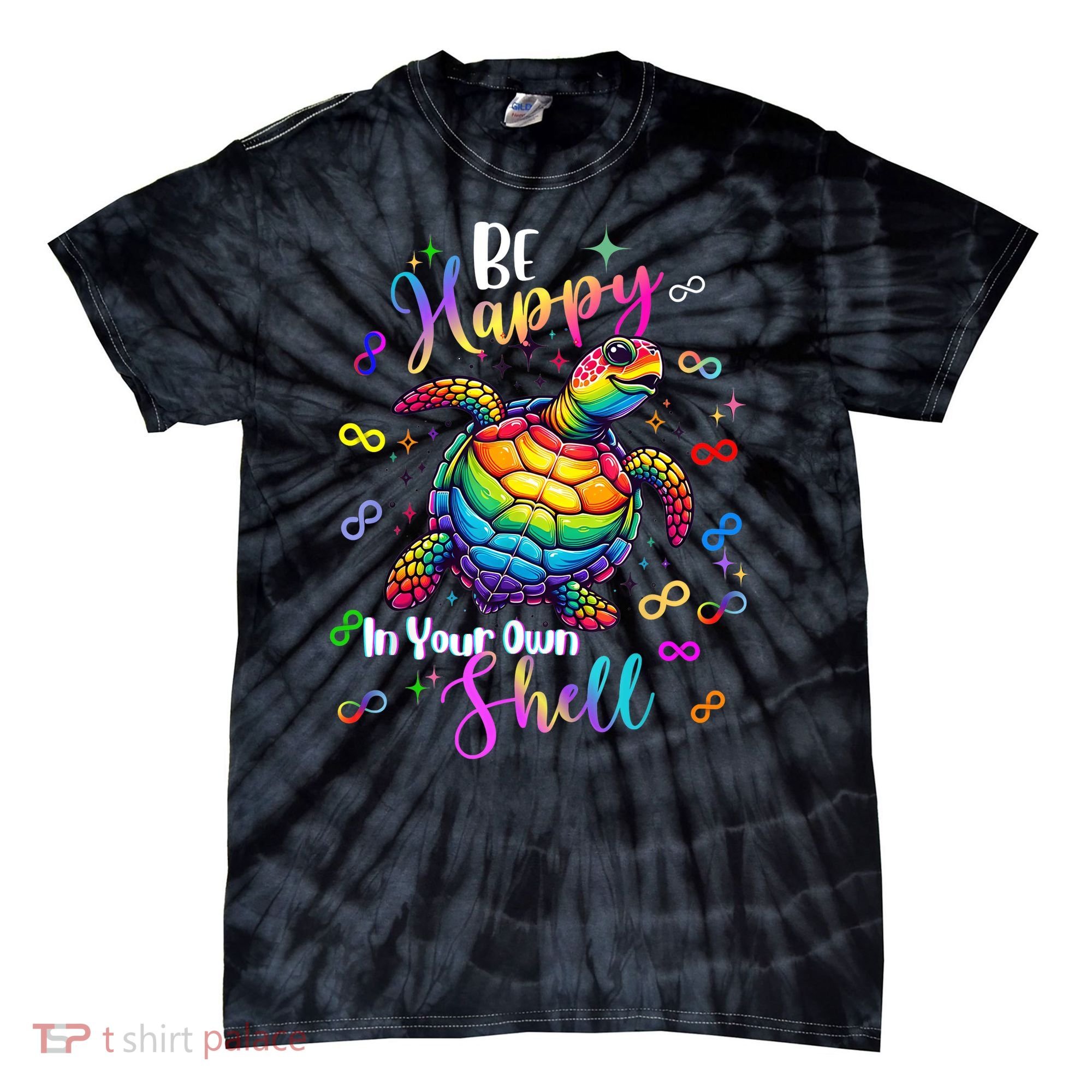 Rainbow Turtle Be Happy In Your Own Shell Autism Awareness Tie-Dye T-Shirt