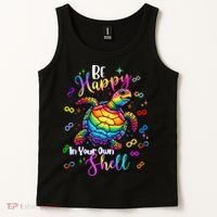 Rainbow Turtle Be Happy In Your Own Shell Autism Awareness Tank Top thumb 2