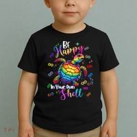 Rainbow Turtle Be Happy In Your Own Shell Autism Awareness Toddler T-Shirt thumb 2