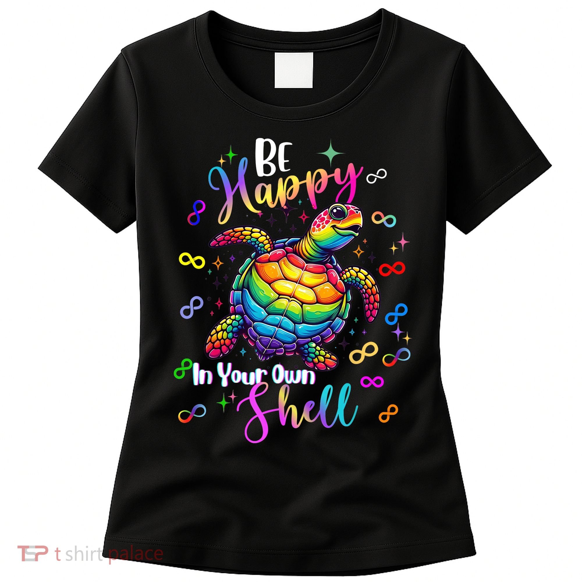 Rainbow Turtle Be Happy In Your Own Shell Autism Awareness Women's T-Shirt