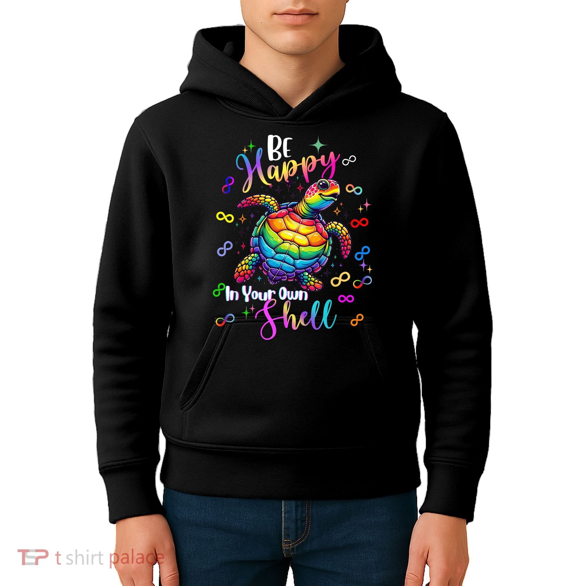 Rainbow Turtle Be Happy In Your Own Shell Autism Awareness Kids Hoodie