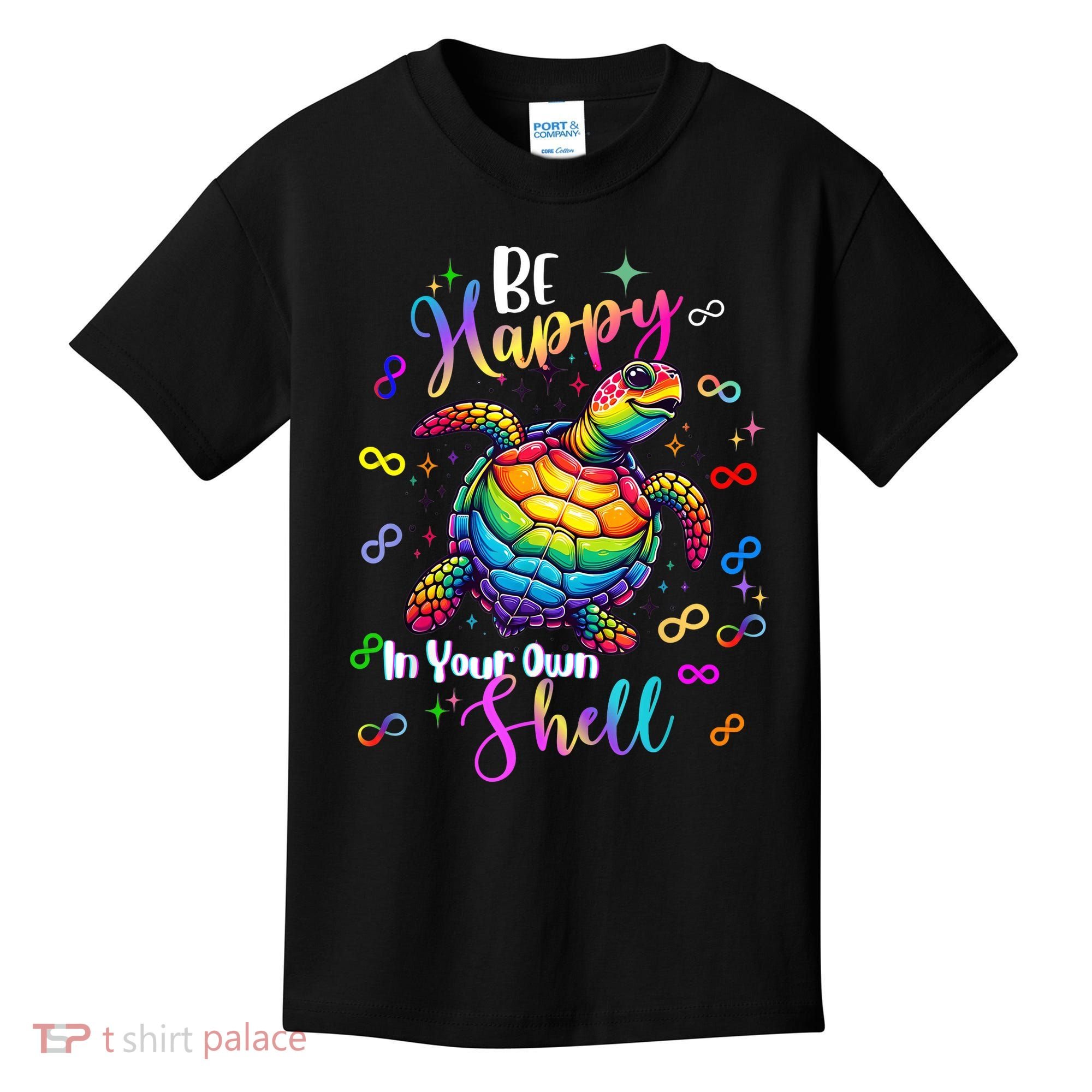 Rainbow Turtle Be Happy In Your Own Shell Autism Awareness Kids T-Shirt