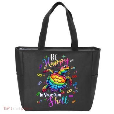 Rainbow Turtle Be Happy In Your Own Shell Autism Awareness Tote Bag
