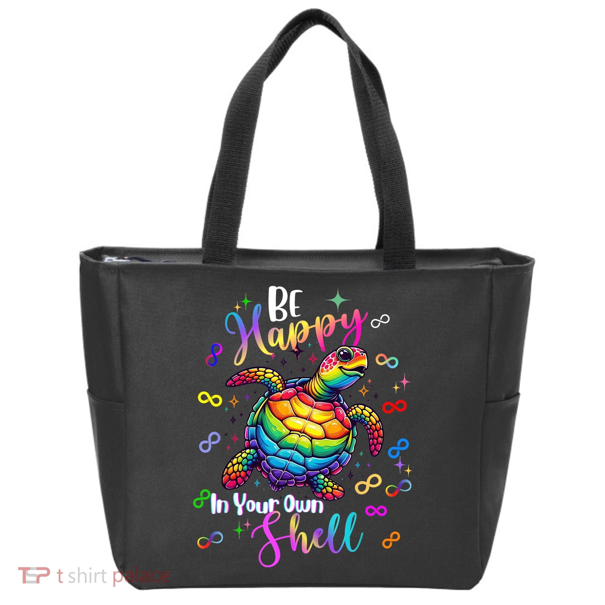 Rainbow Turtle Be Happy In Your Own Shell Autism Awareness Tote Bag