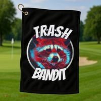 Raccoon Trash Bandit Funny Raccoon Trash Panda Golf Towel thumb 1