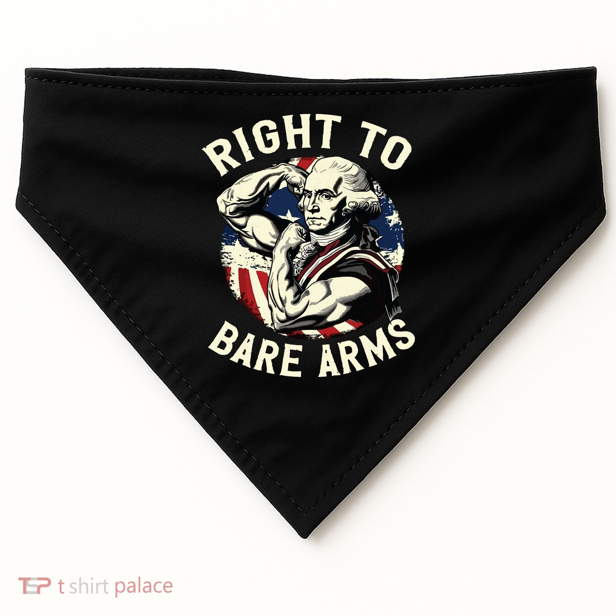 Right To Bare Arms 4th Of July Funny Gym George Washington USA-Made Doggie Bandana